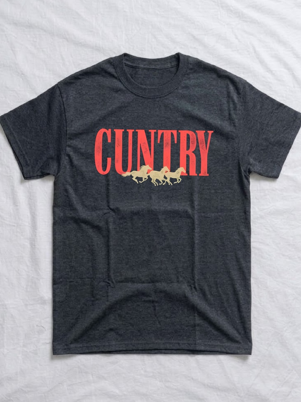 Gildan Charcoal Vintage Country T-Shirt, Retro Cowgirl Western Tee